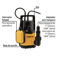 Bomba Sumergible Plástica 3/4 HP para Agua  Limpia