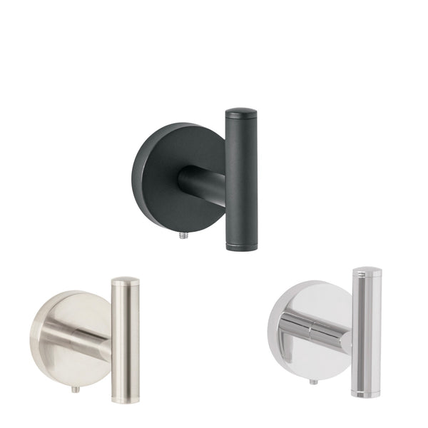 Gancho Sencillo para Baño Disponibles en Color Negro, Cromo y Satin (Modelo a Elegir)