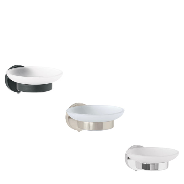 Jaboneras con Plato de Cristal Opalino Disponible en Color Cromo, Satin y Negro (Modelo a Elegir)