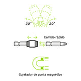 Adaptador Articulado de 90mm Magnético para Puntas