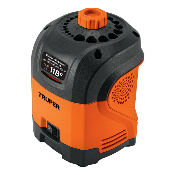 Afilador Eléctrico para Brocas con Punta 118° en Color Naranja y Negro