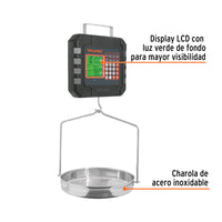 Báscula Electrónica Colgante, Recargable con Charola 40 kg