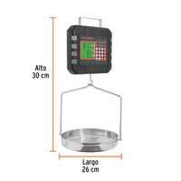Báscula Electrónica Colgante, Recargable con Charola 40 kg