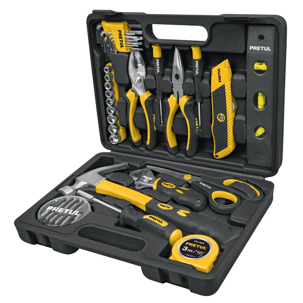 Caja de 42 Herramientas de Trabajo en Color Amarillo y Negro