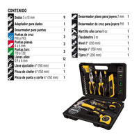 Caja de 42 Herramientas de Trabajo en Color Amarillo y Negro