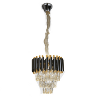 Candil de Lujo en  Acabado Negro con Oro y Cristal Transparente