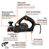 Cepillo Eléctrico 3-1/4" 720W Industrial