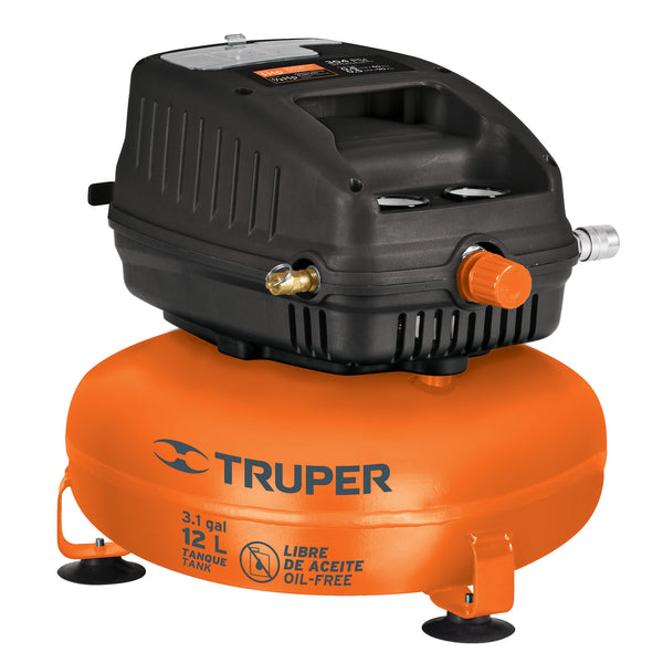 Compresor de Aire Libre de Aceite 12L en Color Naranja con Negro