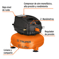 Compresor de Aire Libre de Aceite 12L en Color Naranja con Negro