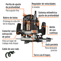 Router 1,200W, 1-3/4 HP, Industrial
