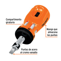 Desarmador Tipo Trompo con Matraca, 6 Puntas Dobles