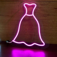 Letrero Led Neon Vestido en Luz Rosa