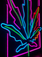 Letrero Led en Forma de Hoja en Luz Rosa, Azul Hielo, Roja, Verde y Amarillo Dorado
