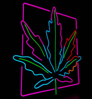 Letrero Led en Forma de Hoja en Luz Rosa, Azul Hielo, Roja, Verde y Amarillo Dorado