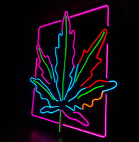 Letrero Led en Forma de Hoja en Luz Rosa, Azul Hielo, Roja, Verde y Amarillo Dorado