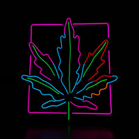 Letrero Led en Forma de Hoja en Luz Rosa, Azul Hielo, Roja, Verde y Amarillo Dorado