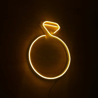 Letrero Led Neón en Forma de Anillo en Luz Amarillo Dorado
