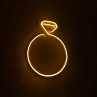 Letrero Led Neón en Forma de Anillo en Luz Amarillo Dorado