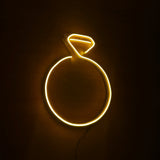 Letrero Led Neón en Forma de Anillo en Luz Amarillo Dorado