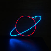 Letrero Led Neon Planeta en Luz Azul y Roja