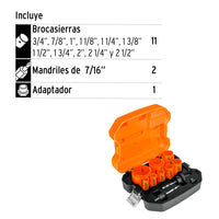 Juego de 11 Brocasierras Bimetálicas y 2 Mandriles