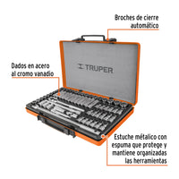 Juego de 64 Herramientas Cuadro 1/2" std y mm para Mecánico