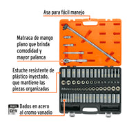Juego de 73 Herramientas Cuadro 3/8" std y mm para Mecánico