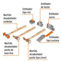 Juego de 7 Piezas de Martillos y Entibadores para Hojalatero
