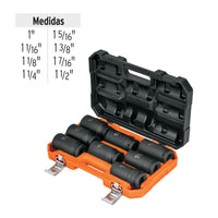 Juego de 8 Dados Largos Cuadro 3/4 de Impacto 6 Puntas STD