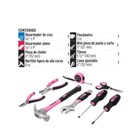 Juego de 8 Herramientas para Dama en Color Rosa