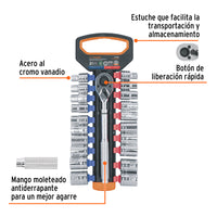 Juego de Dados mm y std con Matraca, Cuadro 1/2"