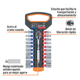 Juego de Dados mm y std con Matraca, Cuadro 1/4"