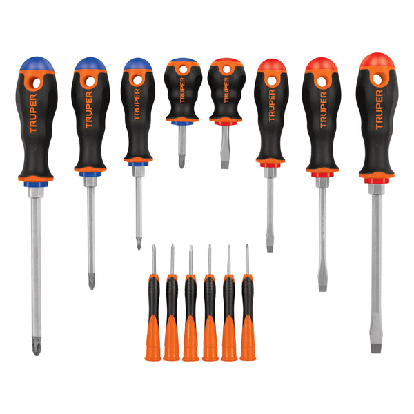 Juego de Desarmadores 14 Piezas Comfort Grip y de Joyero