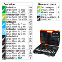 Juego de Puntas y Dados con Punta, 150 Piezas