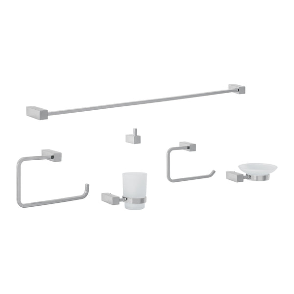 Juego para Baño con 6 Accesorios en Color Cromo