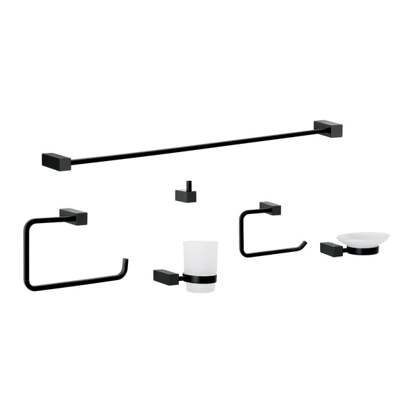 Juego para Baño con 6 Accesorios en Color Negro