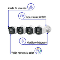 Kit Videovigilancia 4 Canales Incluye 4 Camaras Uso Exterior