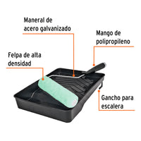 Kit de Rodillo  para Pintar, 9" (Maneral, Charola y Felpa)
