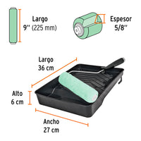 Kit de Rodillo  para Pintar, 9" (Maneral, Charola y Felpa)