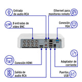 Kit de Videovigilancia 8 Canales Incluye 4 Camaras Uso Exterior