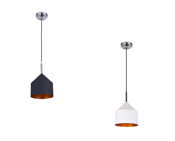 Lampara Colgante Disponible en Color Negro y Blanco con Interior en Color Cobre (Modelo a Elegir)