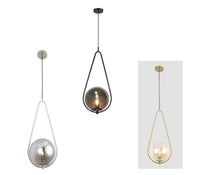 Lampara Colgante con Esfera al Centro Disponible en Color Negro, Dorado y Cromo (Modelo a Elegir)