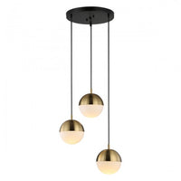 Lampara Colgante de 3 Luminarias en Acabado Acero con Cristal Uso Interior