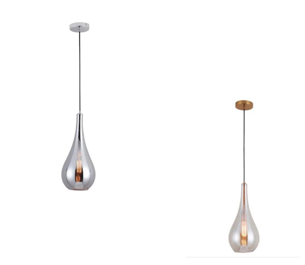 Lámpara Colgante de Cristal Disponible en Color Dorado y Cromo (Modelo a Elegir)