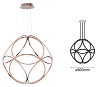 Lámpara Colgante de Lujo en Acabado Oro Rosa LED Integrado con 600 mm de Altura