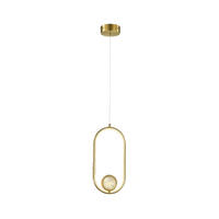Lampara Colgante en Acabado Dorado con Cristal Luz LED Integrada