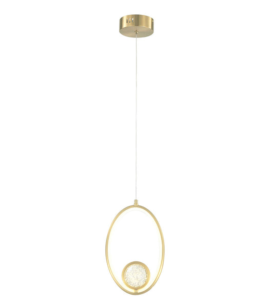 Lampara Colgante en Acabado Dorado con Cristal Luz LED Integrada