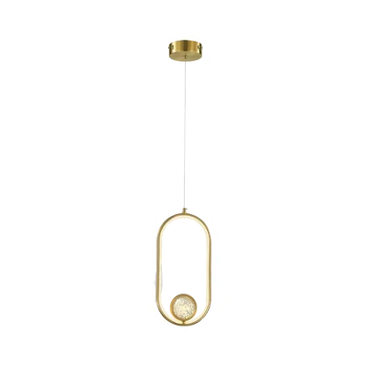 Lampara Colgante en Acabado Dorado con Cristal Luz LED Integrada