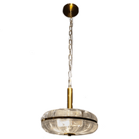 Lampara Colgante en Acabado Dorado con Cristal Transparente