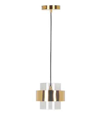 Lampara Colgante en Acabado Dorado con Cristal Transparente